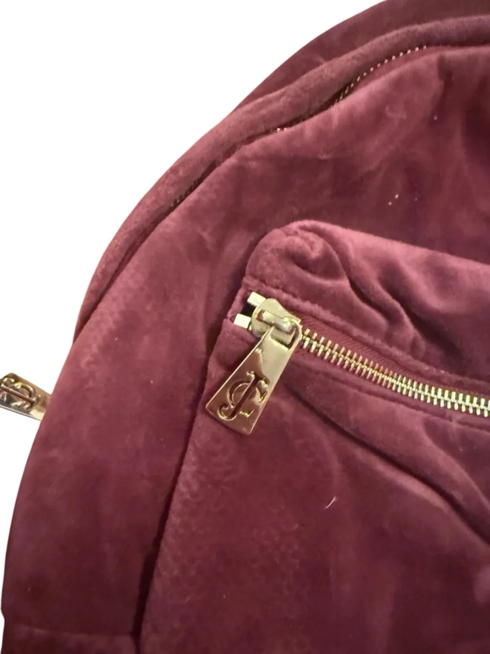 Juicy couture Velvet Burgundy Backpack with Gold Hardware